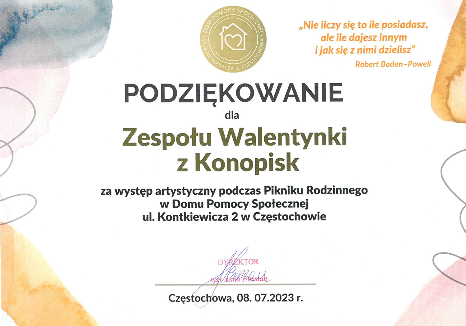 Podziękowanie