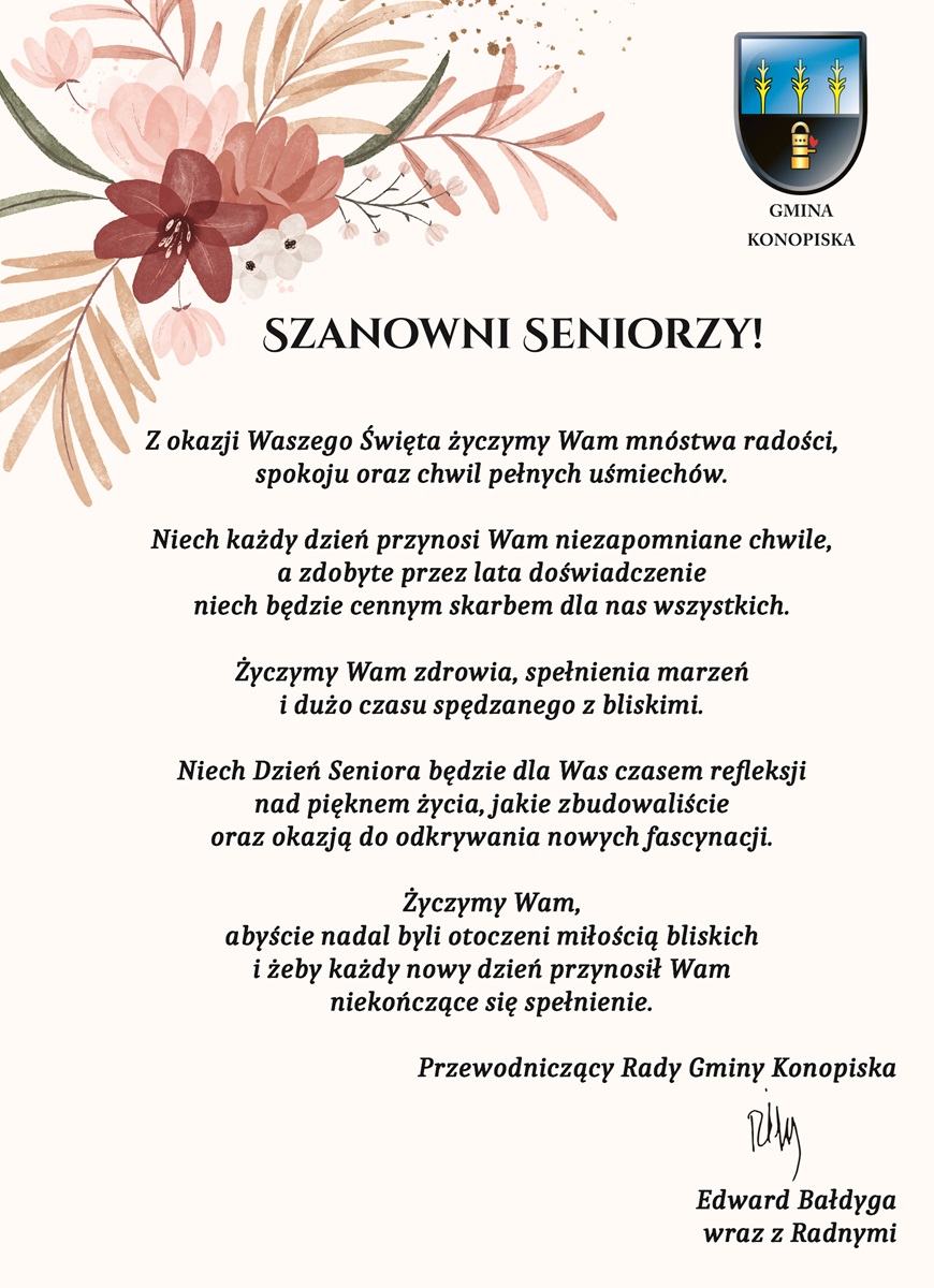 życzenia dla seniorów od Rady Gminy